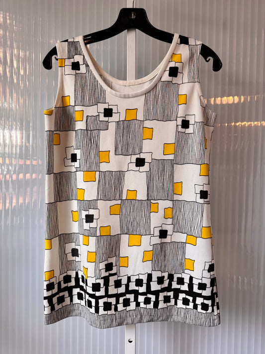 1970s White Black & Yellow Tank Top