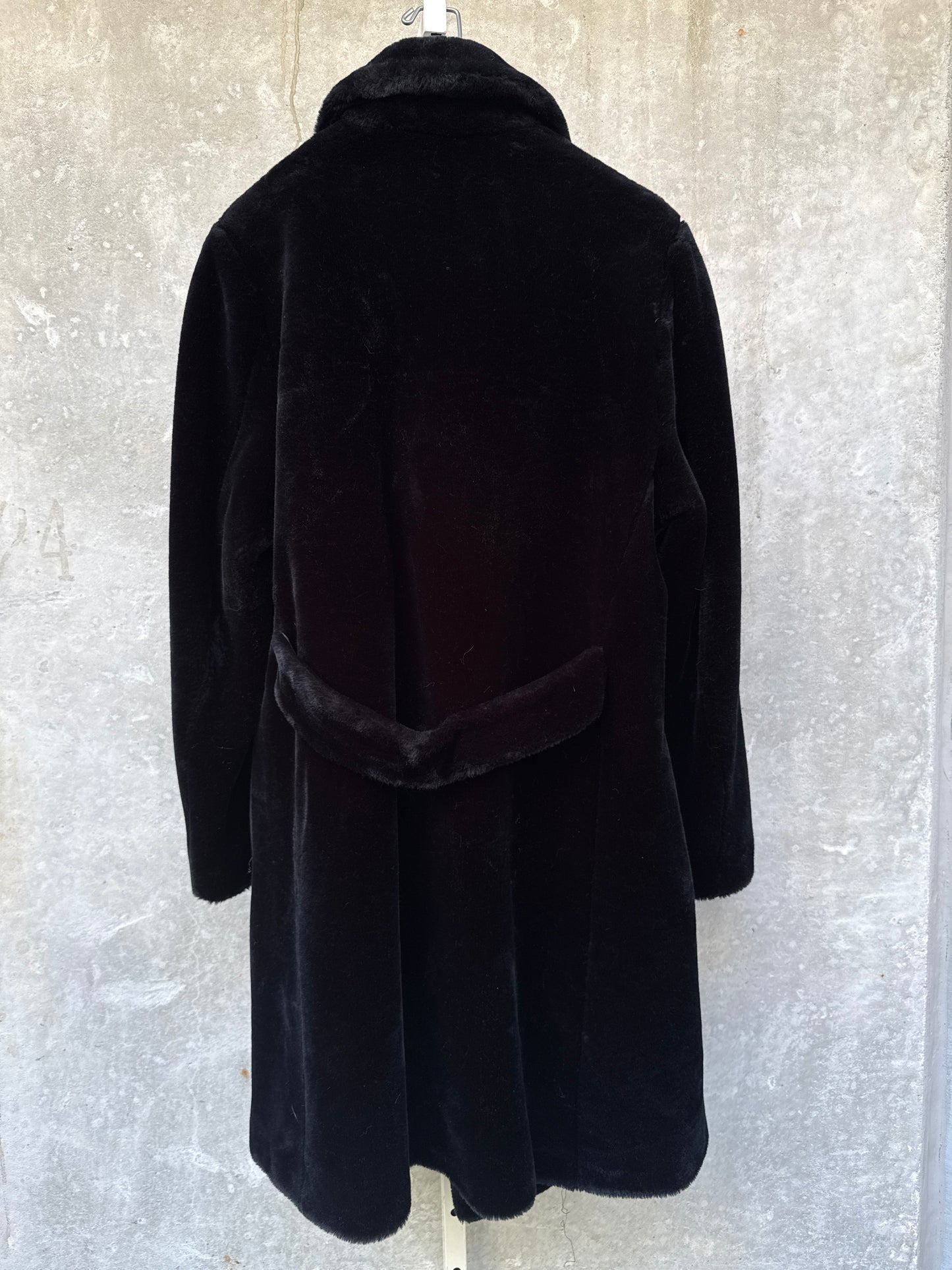 1960s Men’s Black Faux-Fur Overcoat