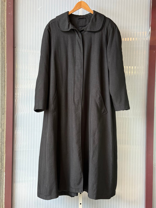 1990s Black Double Collar Wool Lined Trench Coat