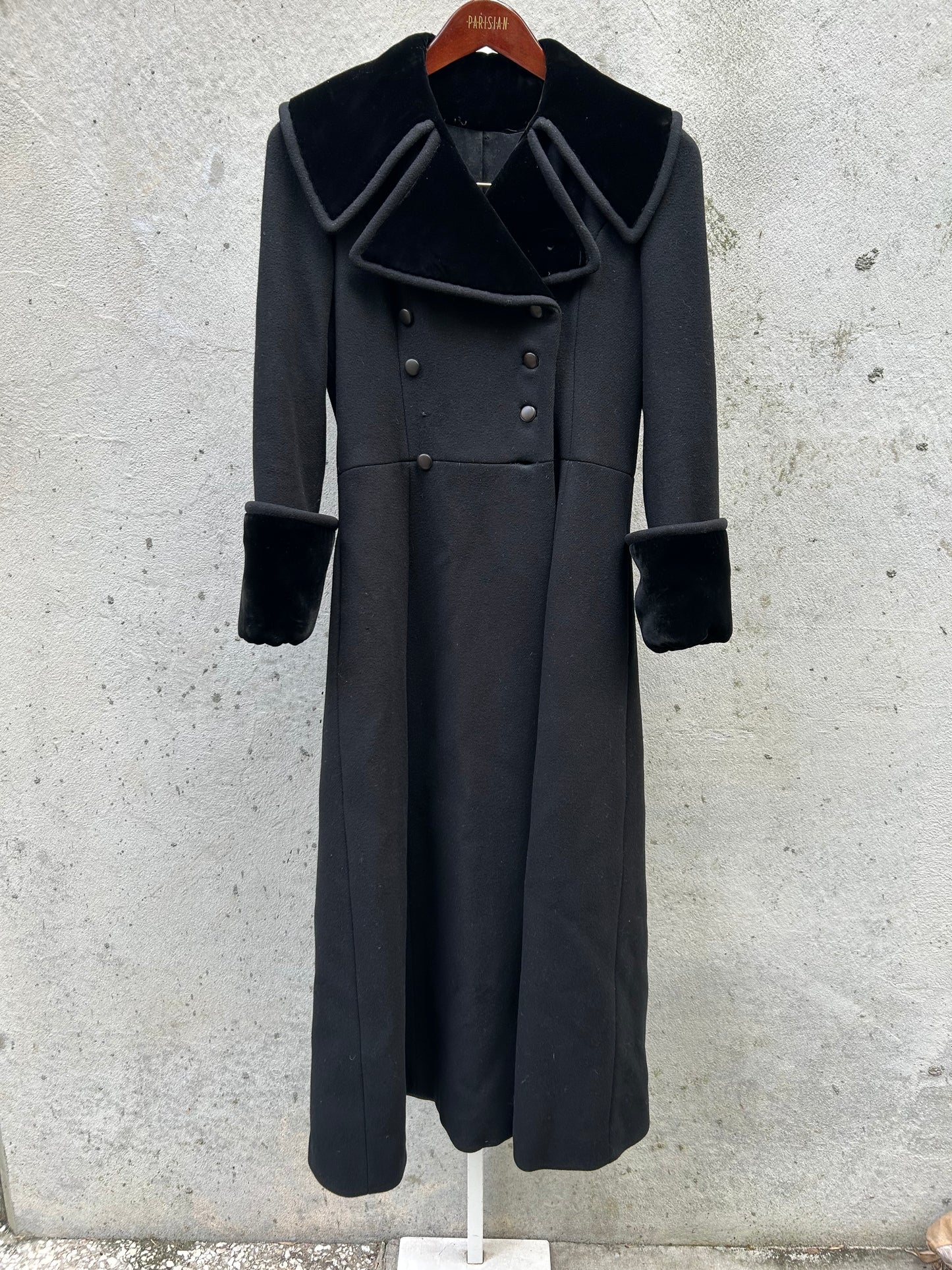 1960s Black Double-Breasted Long Coat