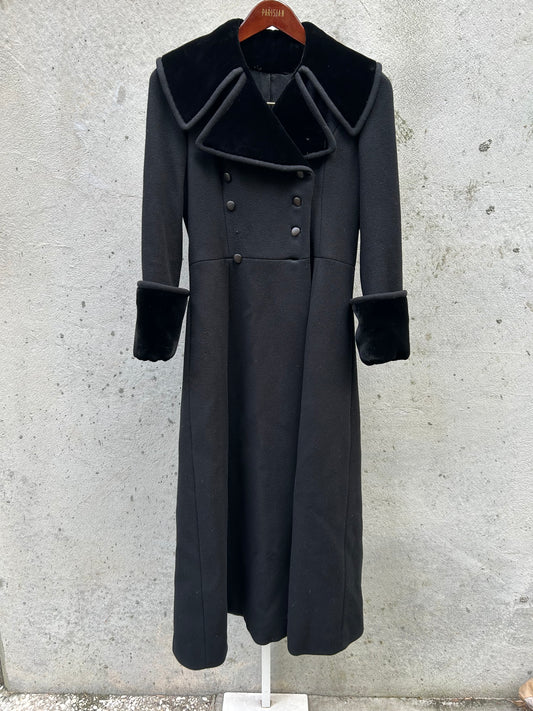 1960s Black Double-Breasted Long Coat