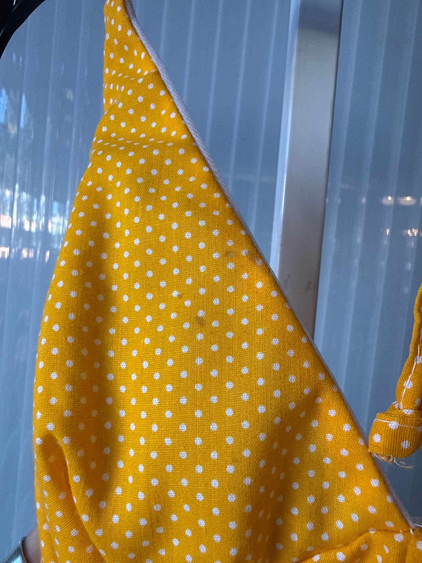 1970s Bright Yellow & White Polka Dot Halter Top