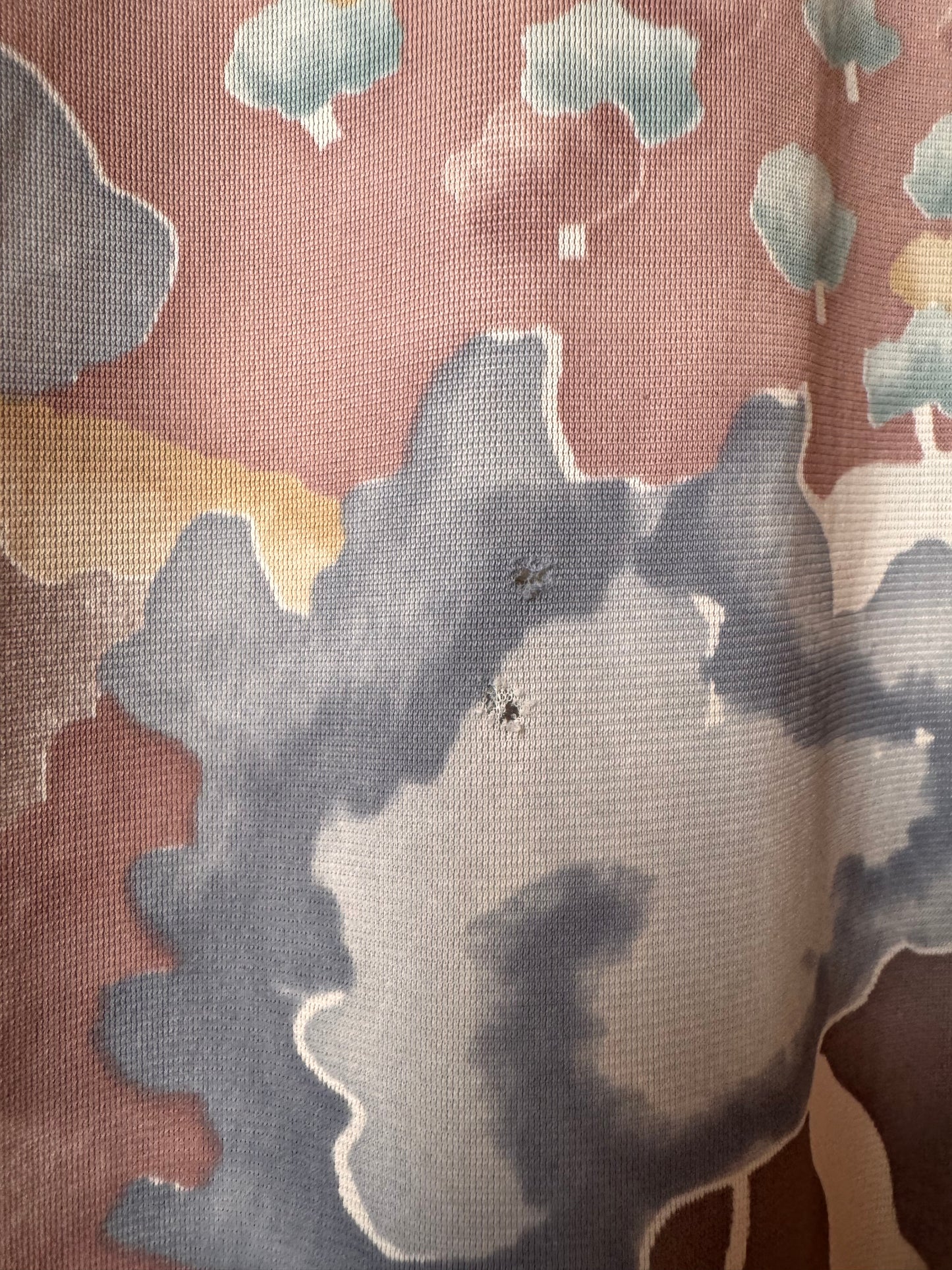 1970s Cream Watercolor Print Button-Up Shirt