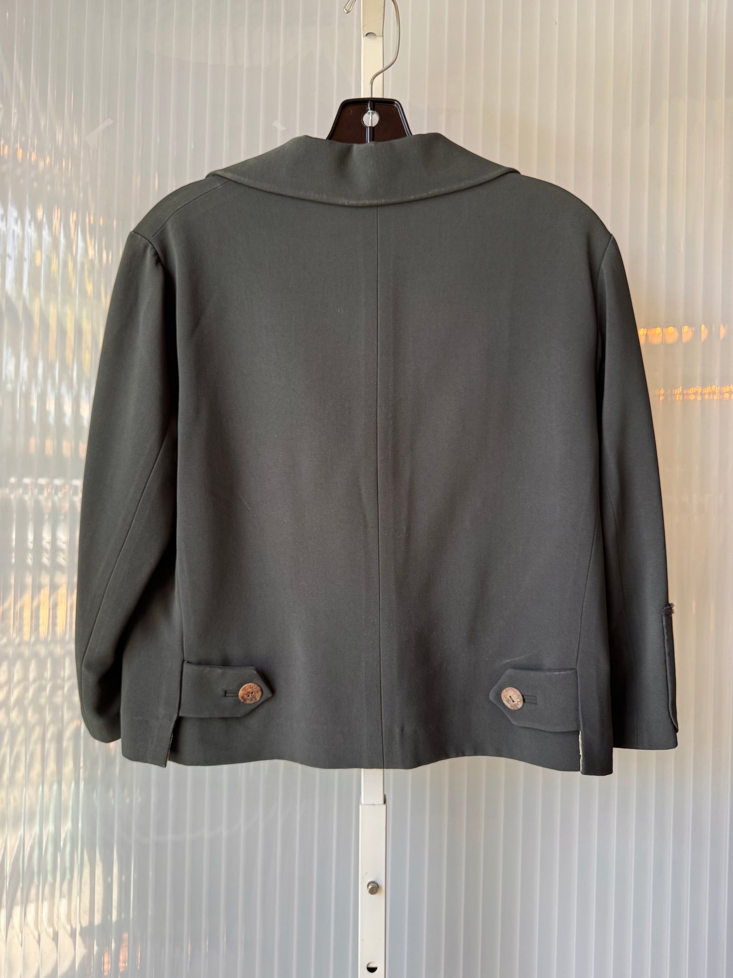 1940s Dark Forest Green Double Breasted Lace-Lined Blazer