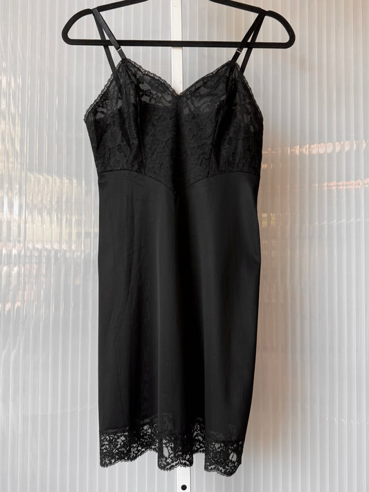 1950s Black Lace Slip