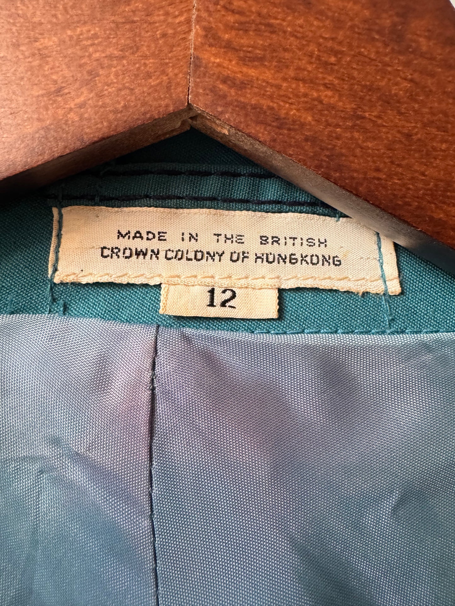 1970s Groovy Teal Trench Coat w/ Contrast Stitching