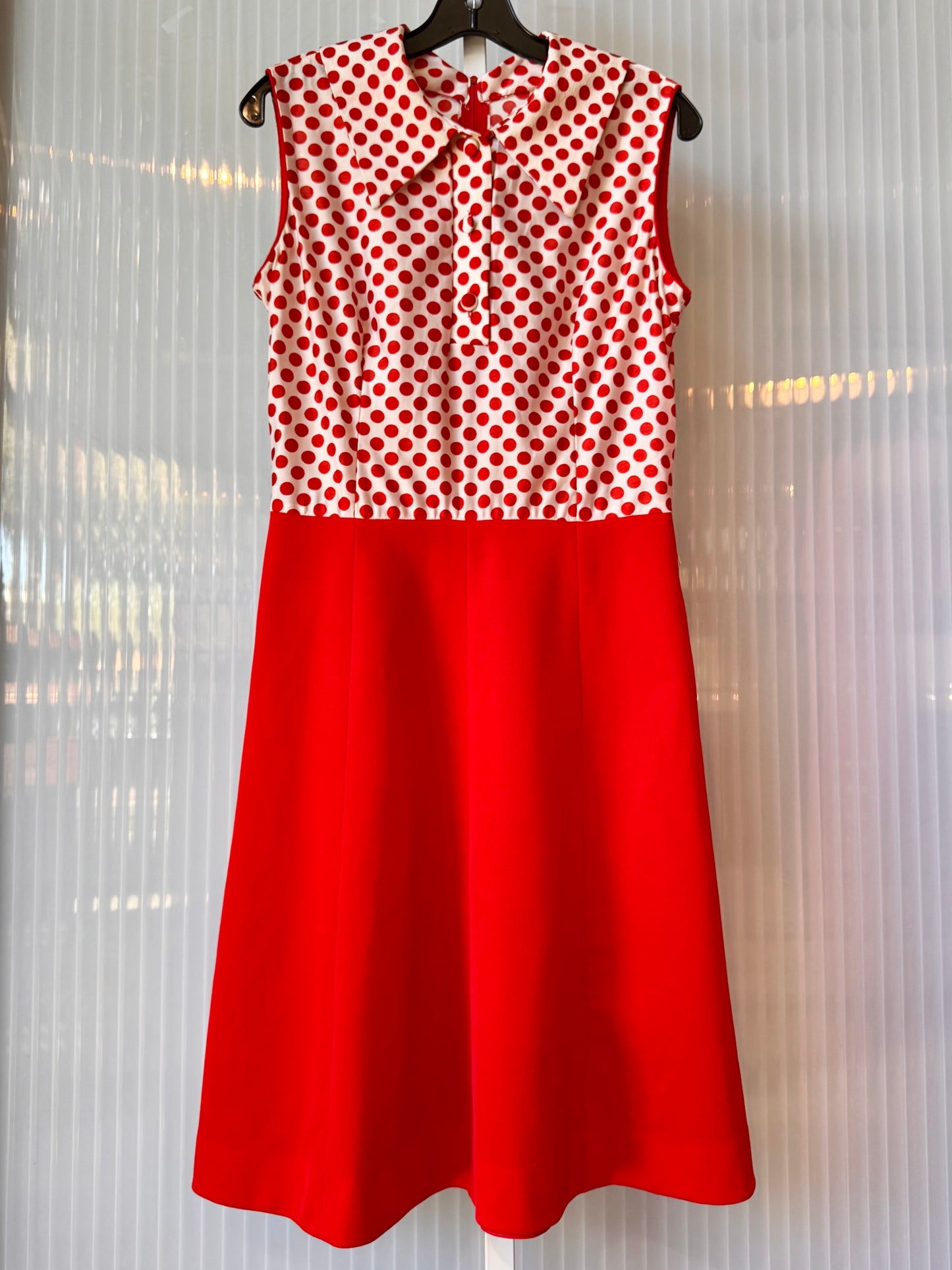 1960s Red & White Polka Dot Sleeveless Dress