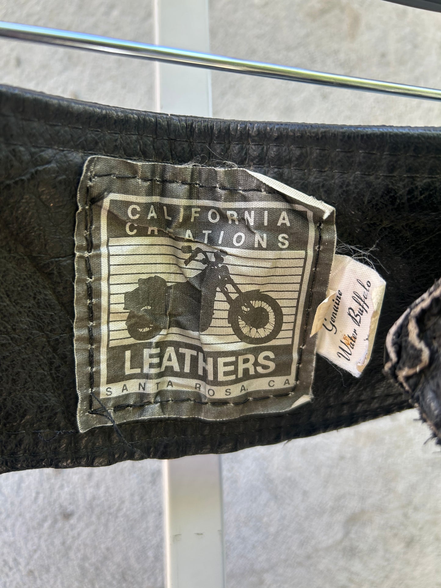 1990s Black Leather Chaps with Brass Snaps