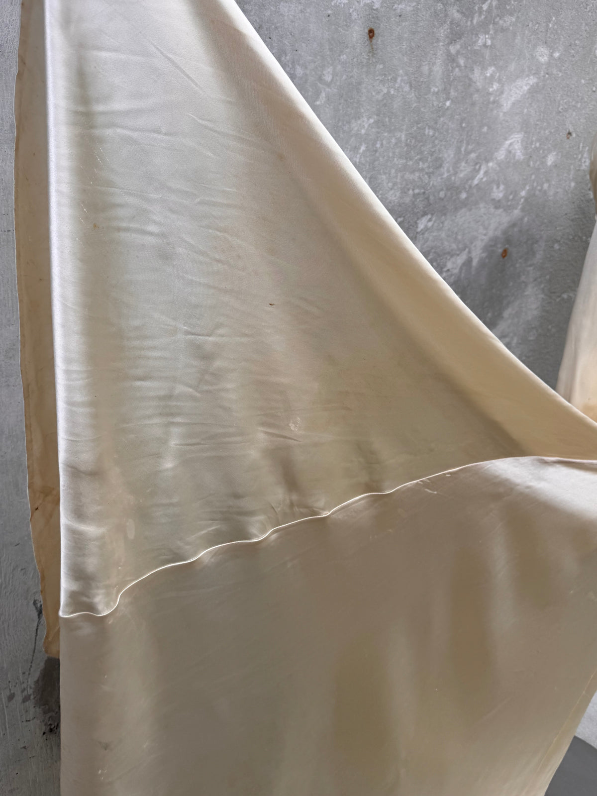 1940s Cream Liquid Satin Bias-Cut Wedding Dress