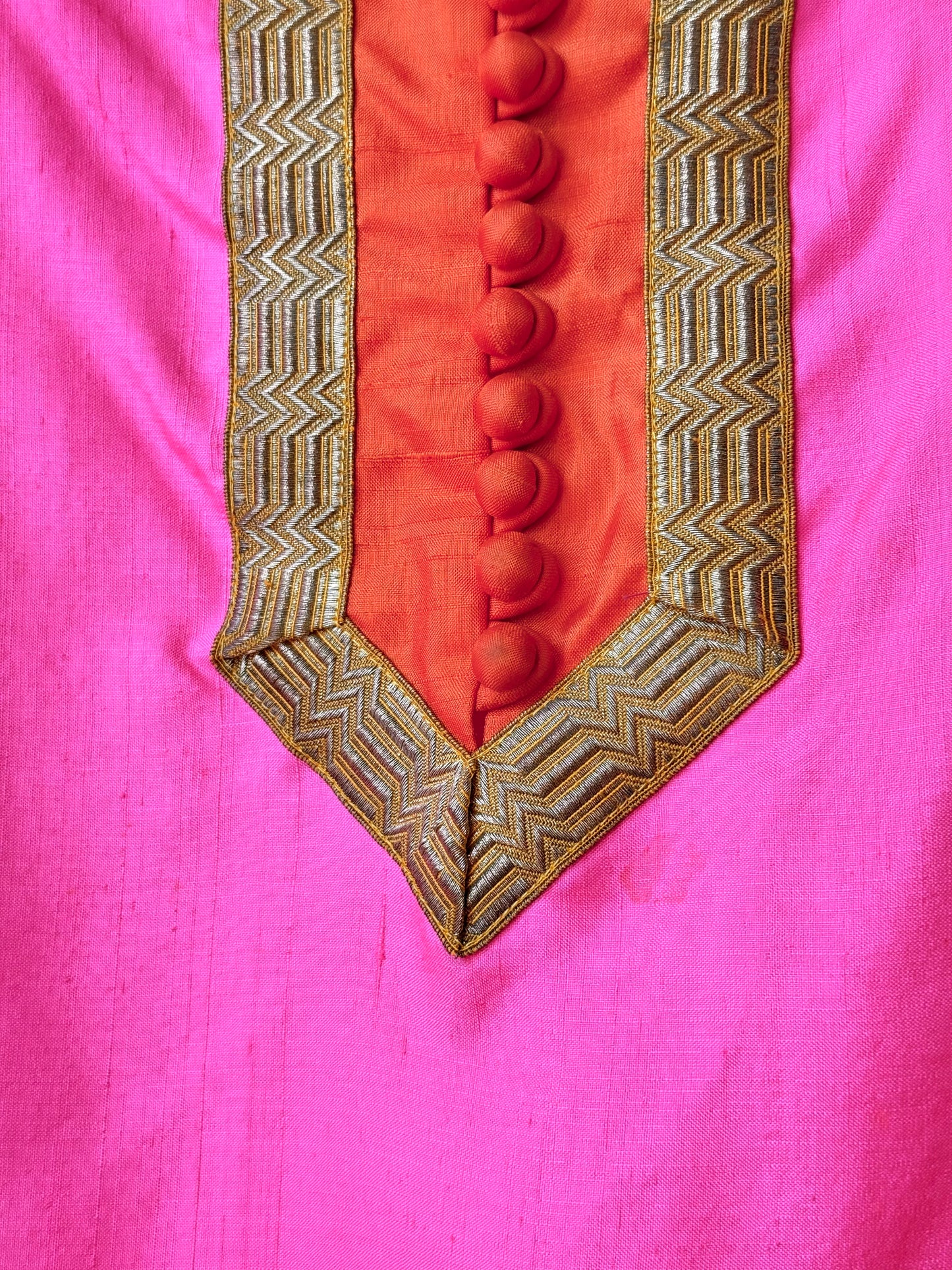 1960s Neon Pink Kurta-Style Dress