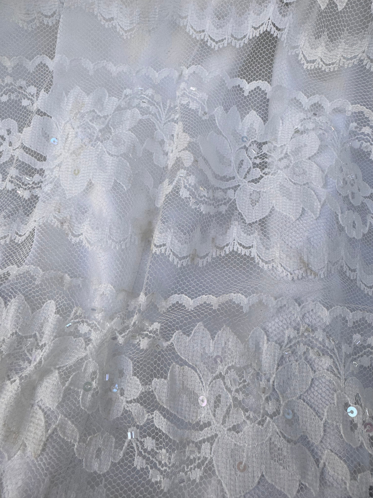 2010s White Strapless Lacy Satin Wedding Dress