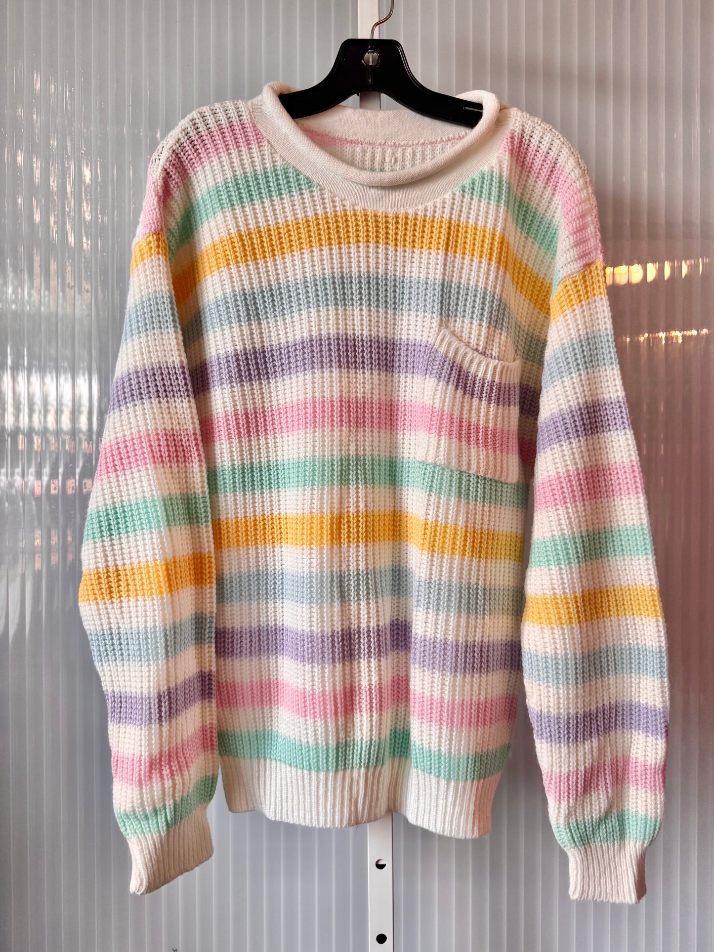 1980s Multicolor Pastel Striped Knit Sweater