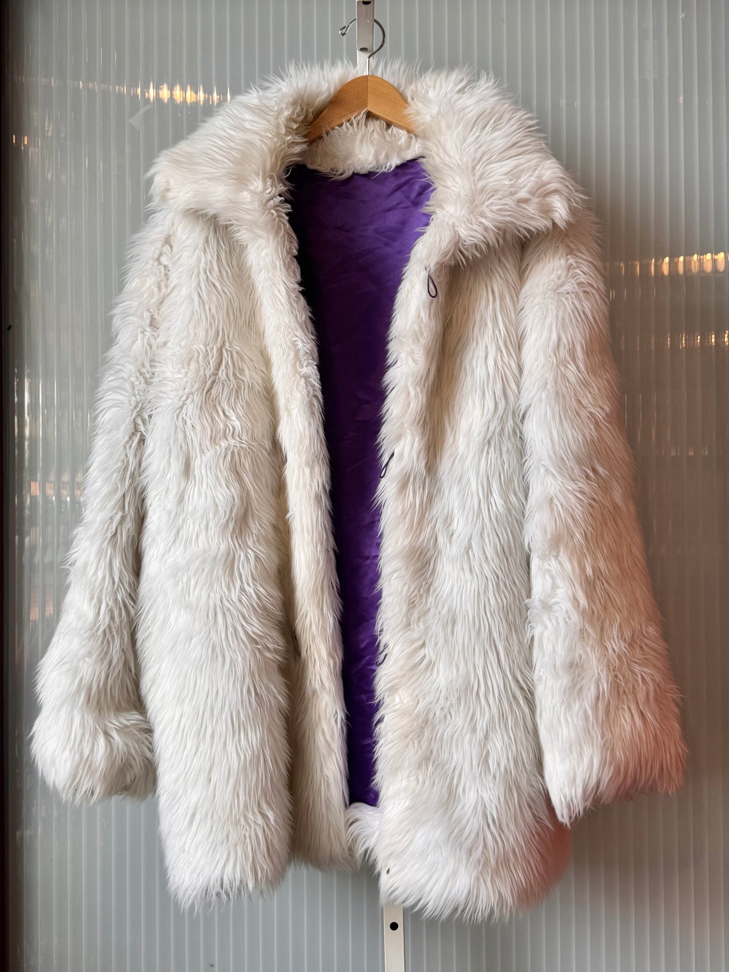1990s White Faux Fur Rave Coat