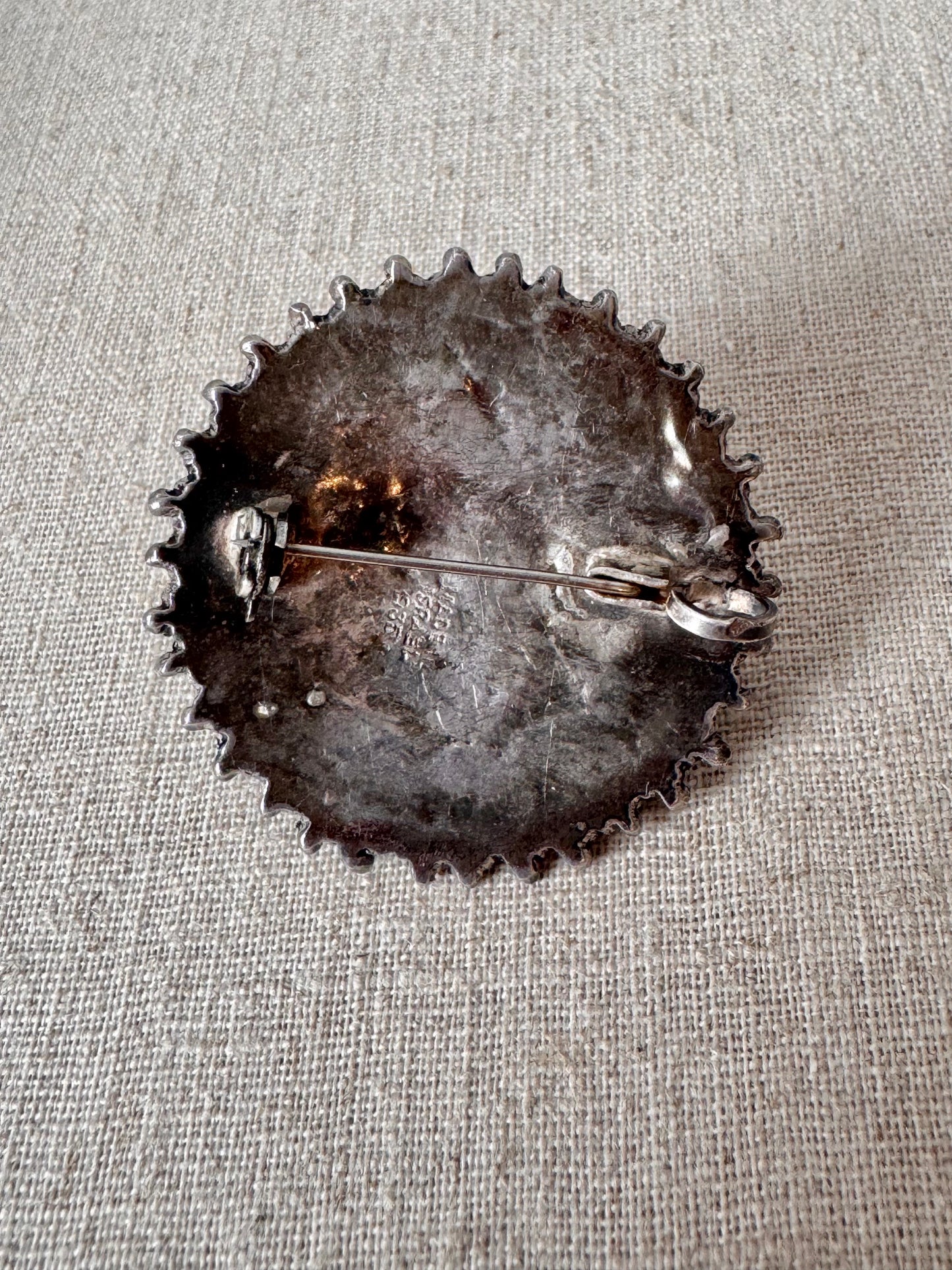 Israel Eilat Stone 935 Silver Brooch