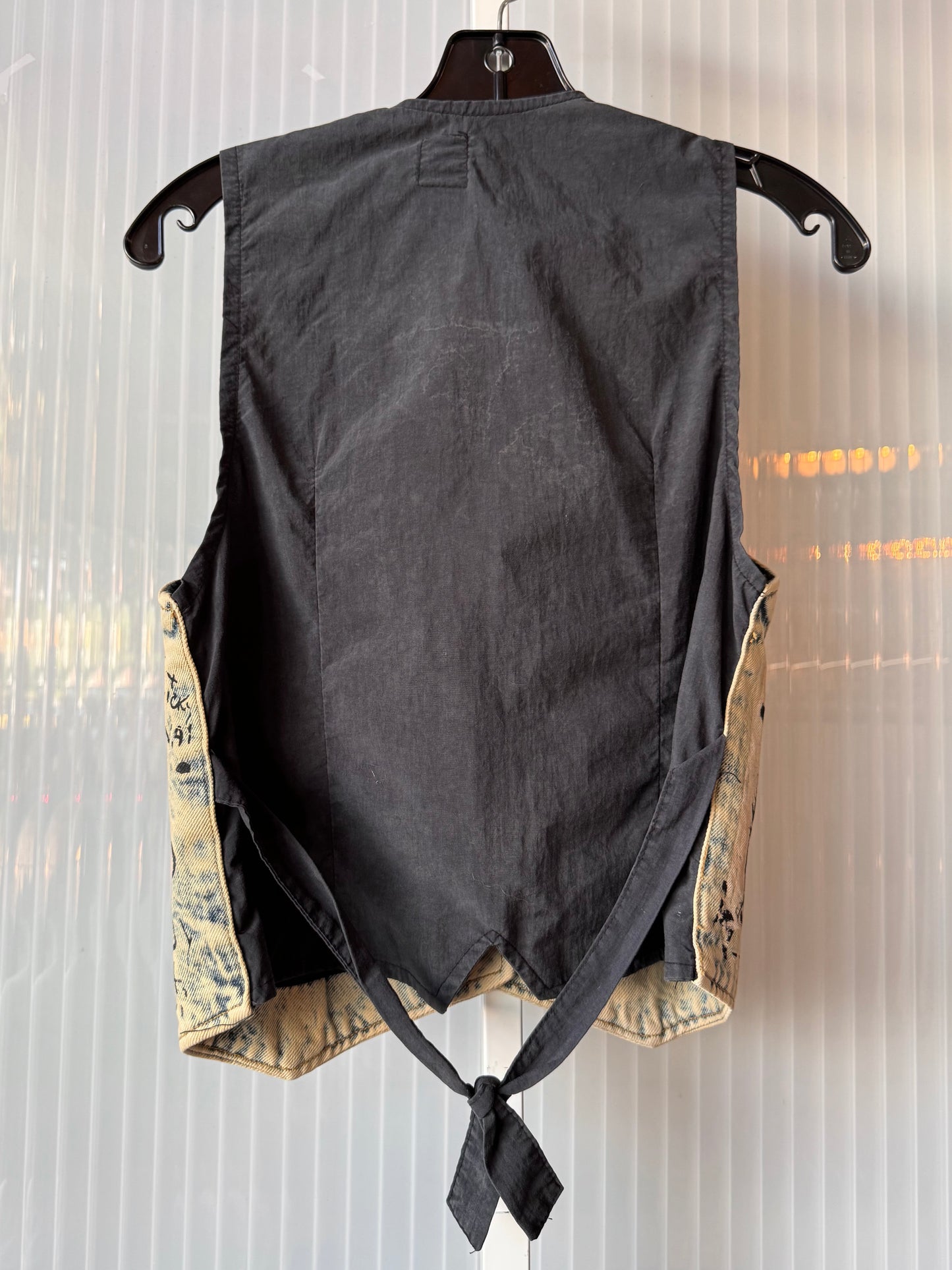 1990s Light wash Denim Screen-printed Punk Vest