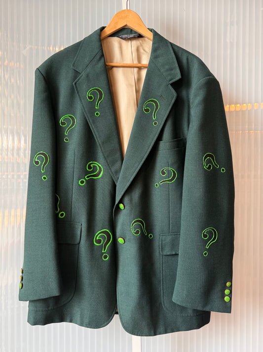 1990s Green Blazer with Customized Question Marks
