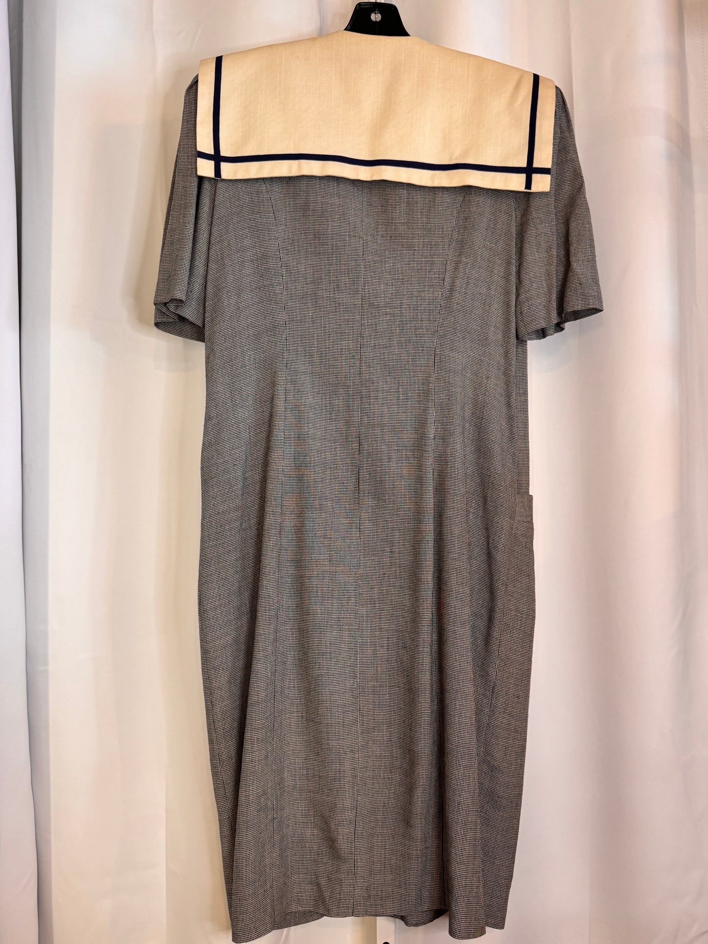 1980s Gray Houndstooth Sailor Dress