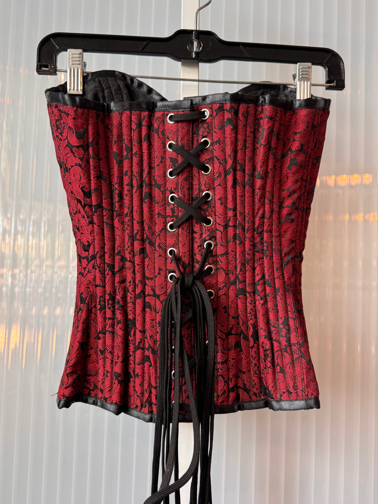 Corset Story Reversible Red & Black Brocade Overbust Corset