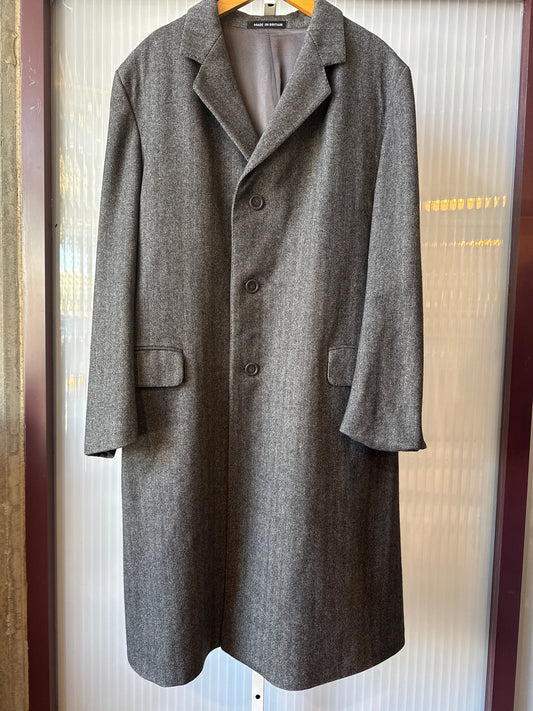 British Wool Grey Herringbone Over coat