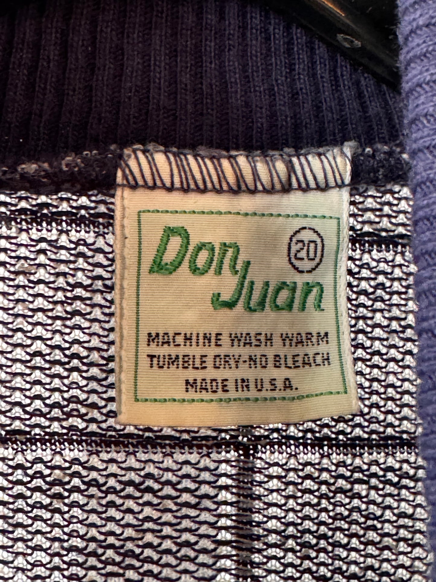 1970s Navy & White Windowpane Sweater