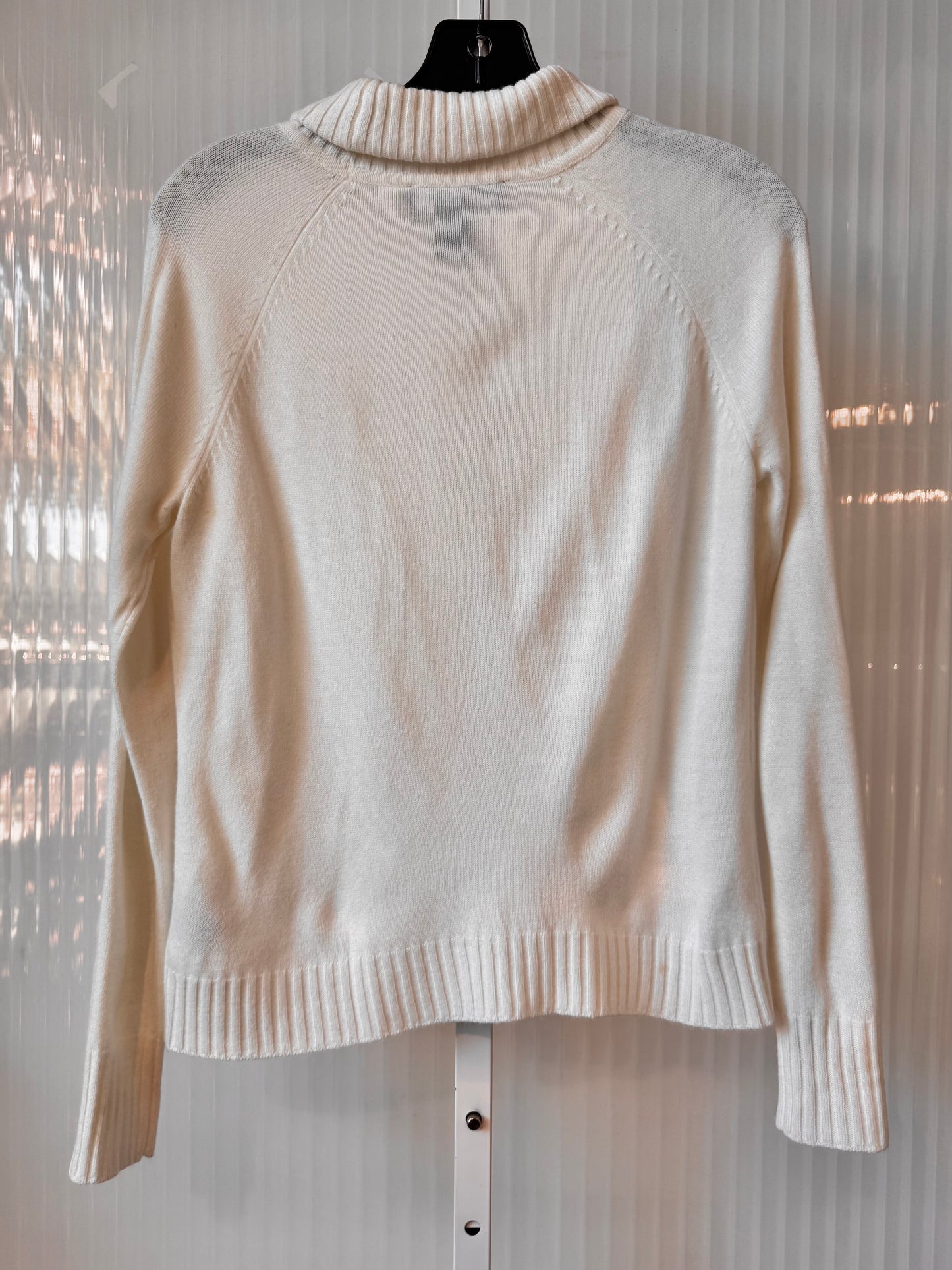 1990s White Embroidered Turtleneck