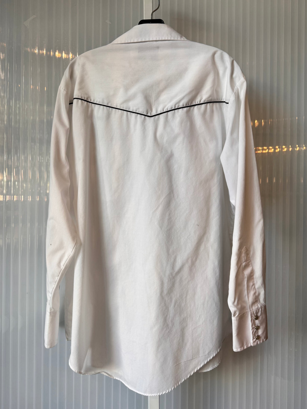 1990s White Western Pearl-Snap Shirt