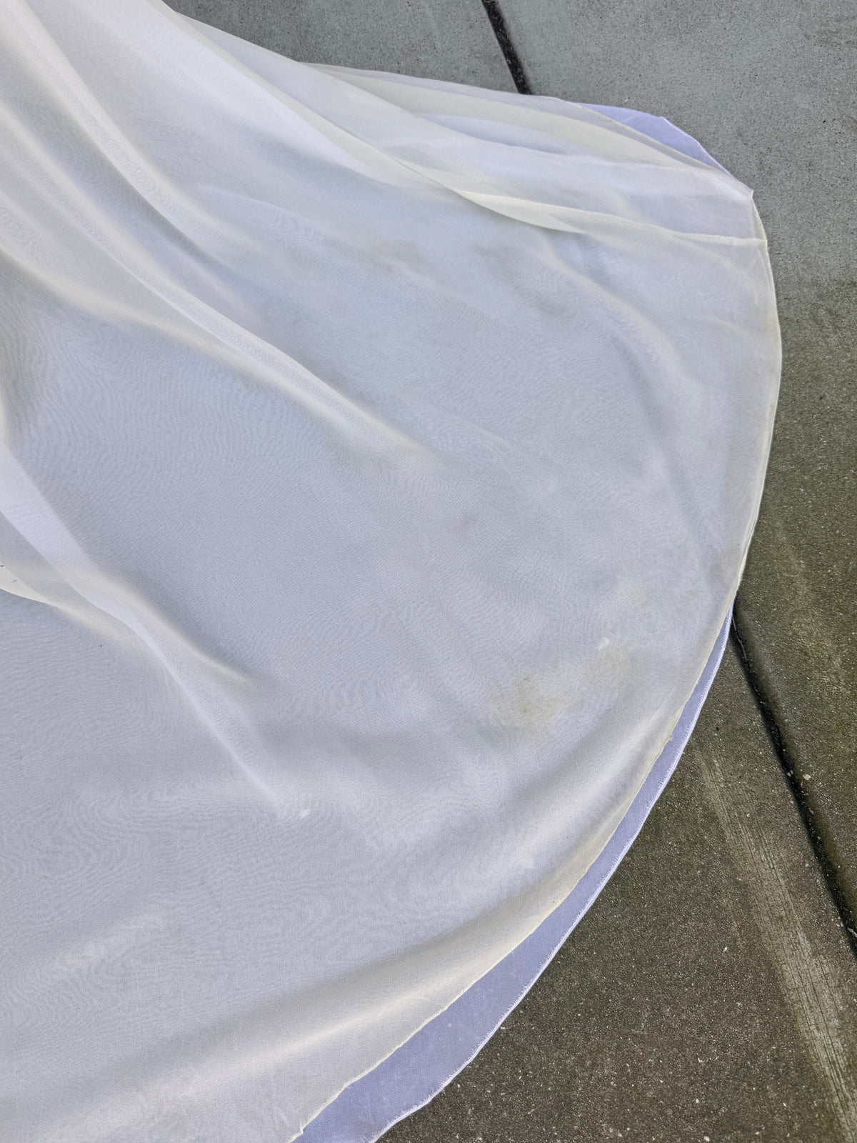 1960s Cream Empire Waist Lace & Organza Wedding Dress