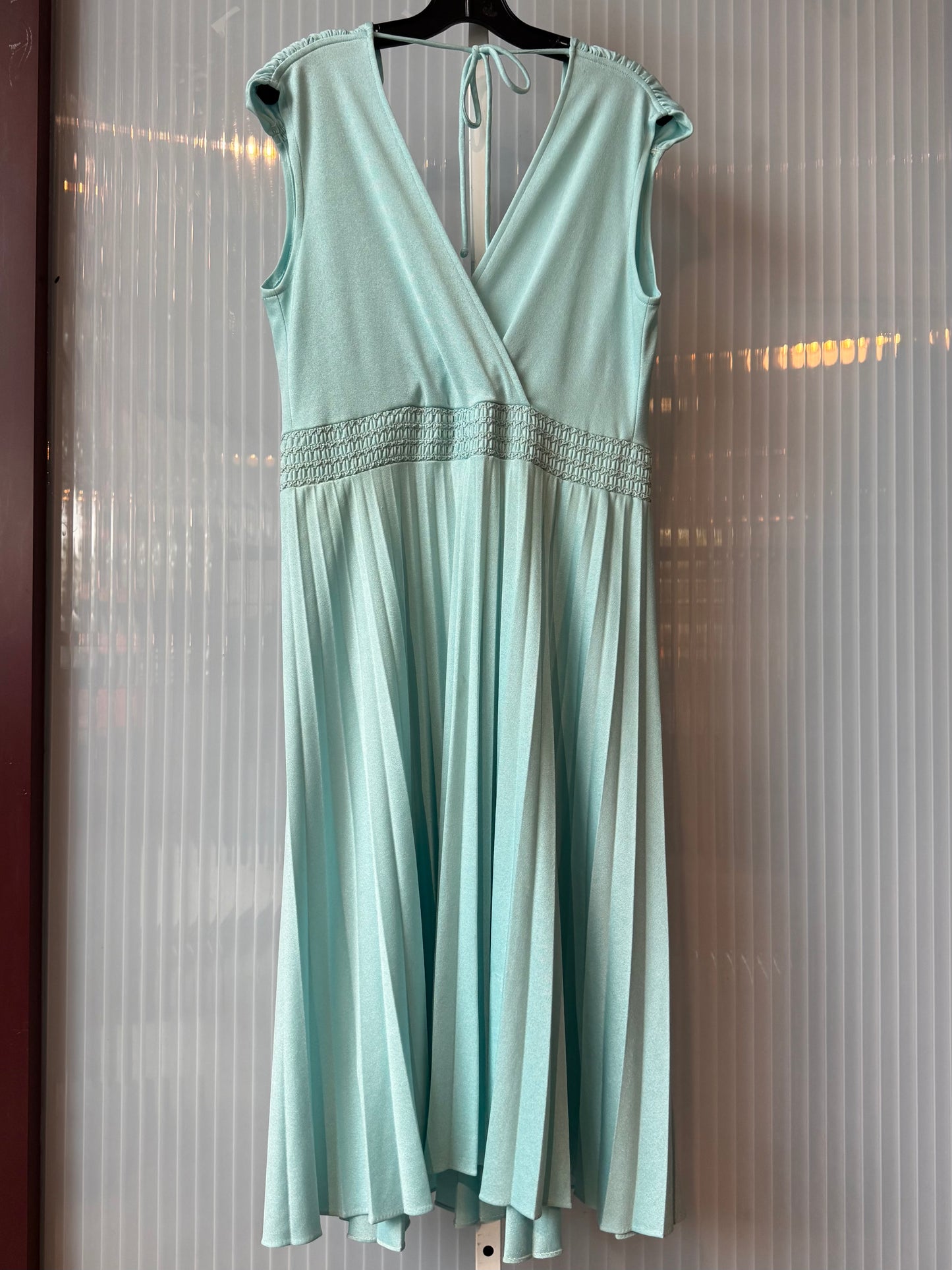 1970s Baby Blue Pleated Dress with Smocking