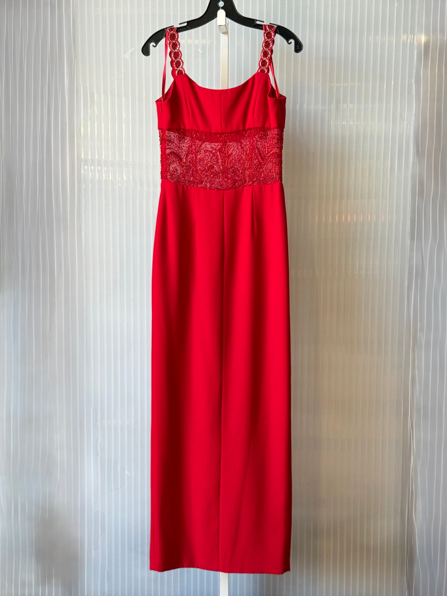 2000s Red Beaded Formal Gown