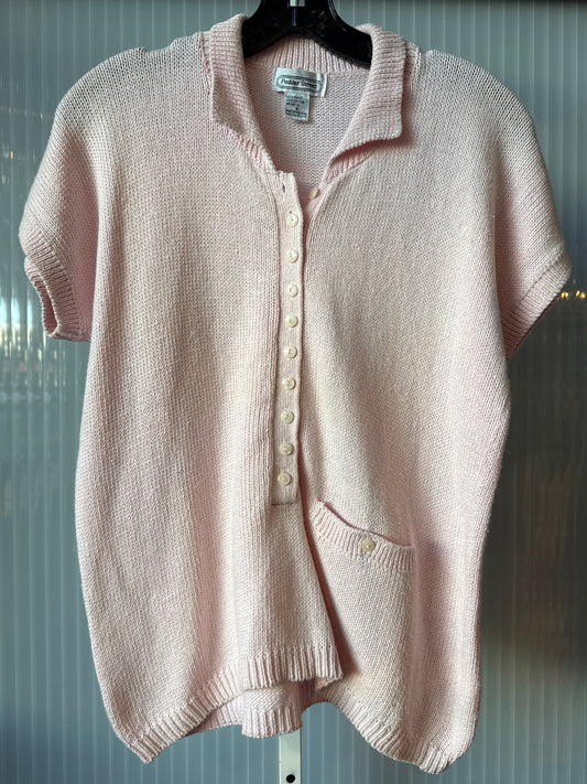 1980s Pink 3/4 Button-Up Short Sleeve Knitted Sweater