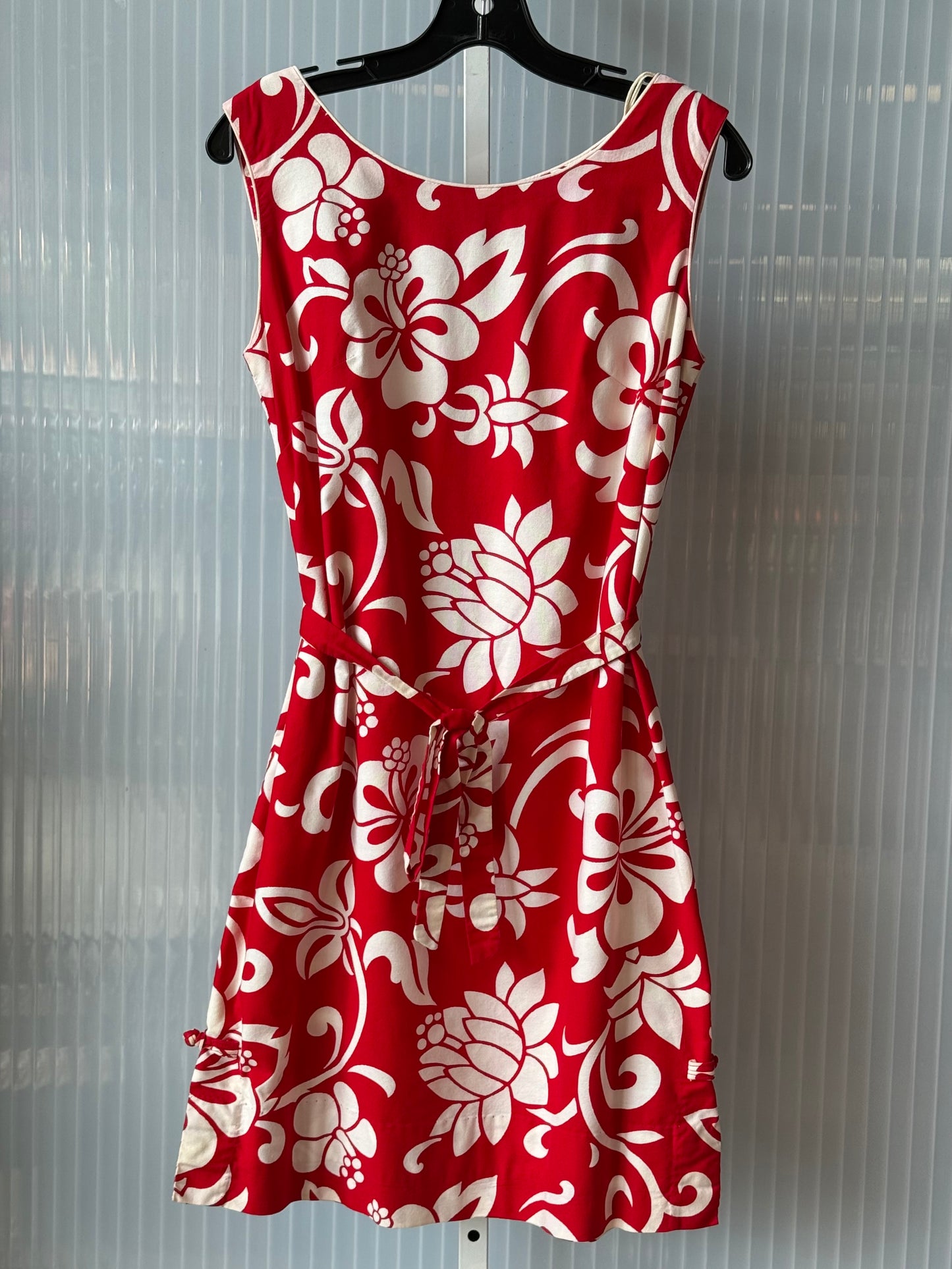 1960s Hawaiian Red & White Mod Dress