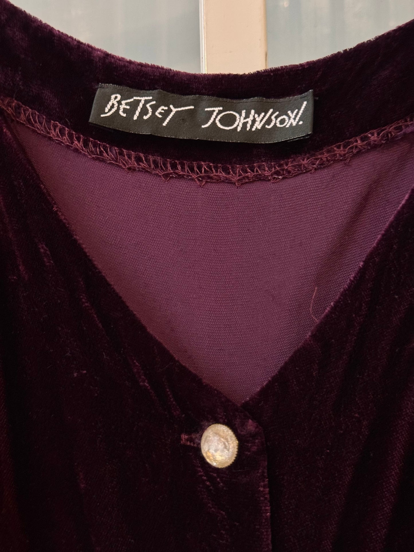 1990s Betsey Johnson Eggplant Purple Velvet Dress
