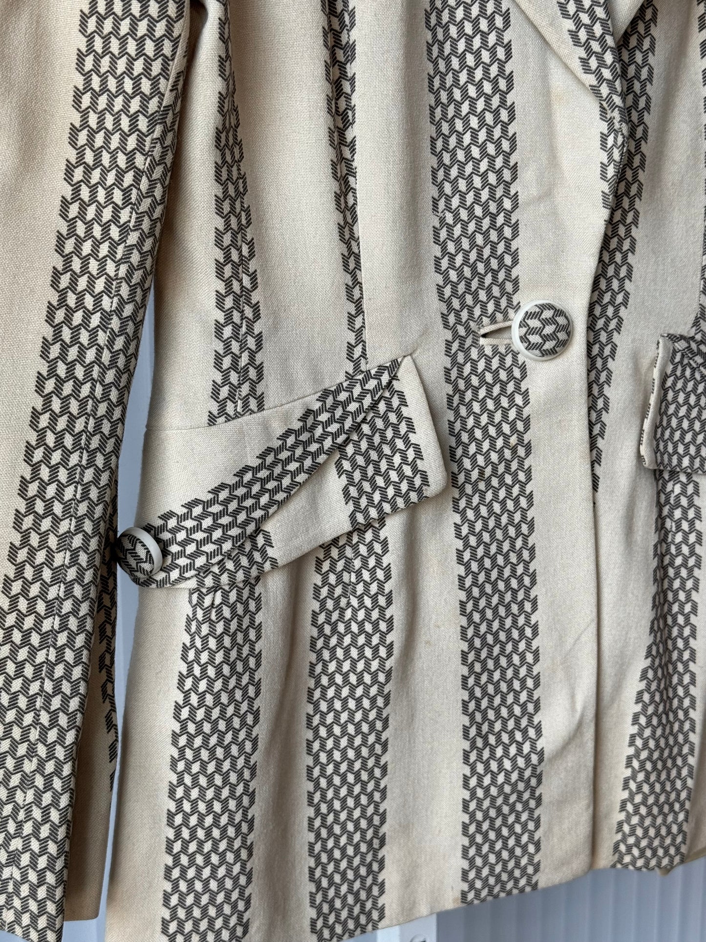 1970s Cream Striped Blazer Jacket