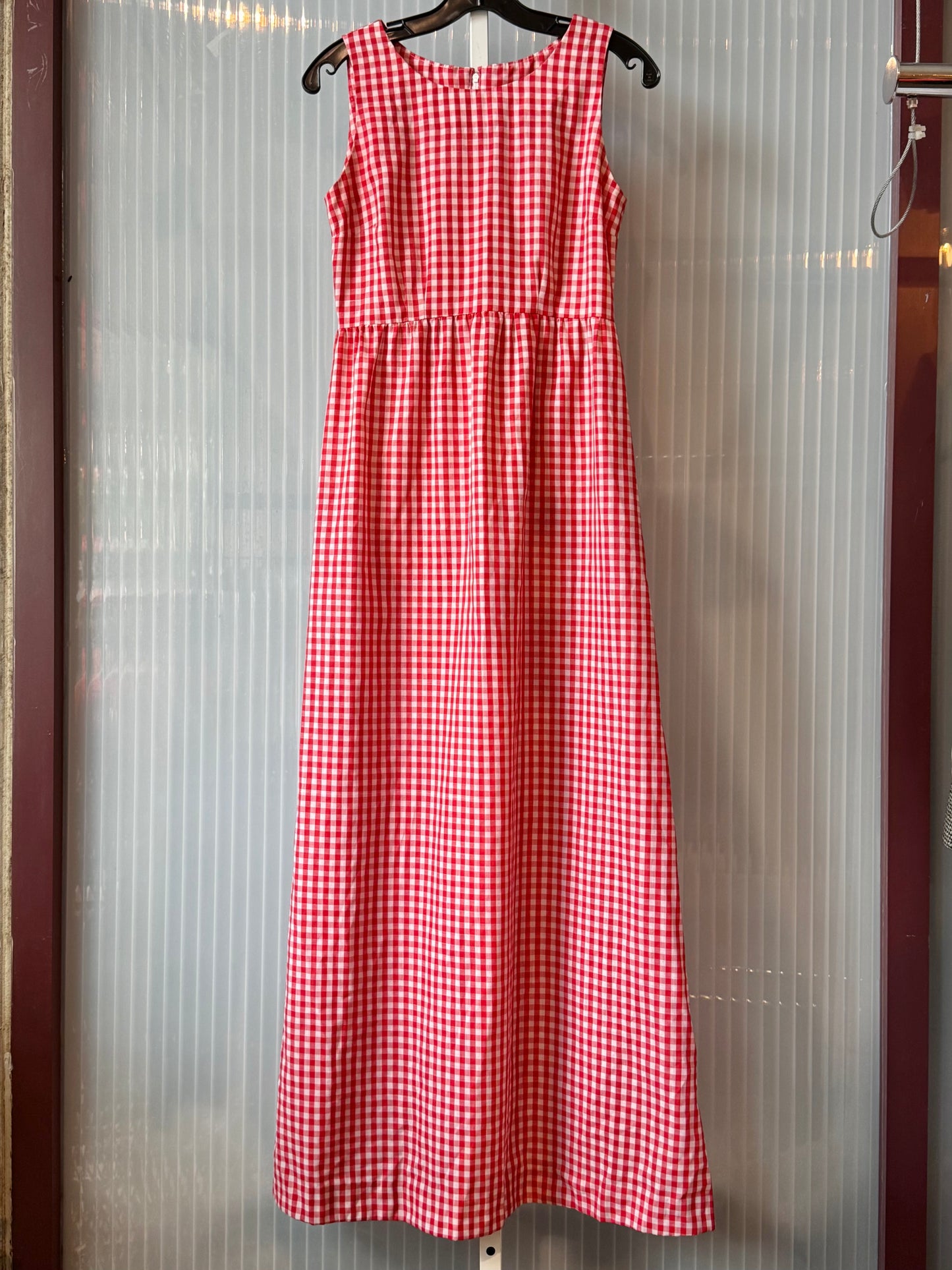 1970s Handmade Red Gingham Dress