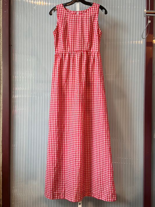 1970s Handmade Red Gingham Dress