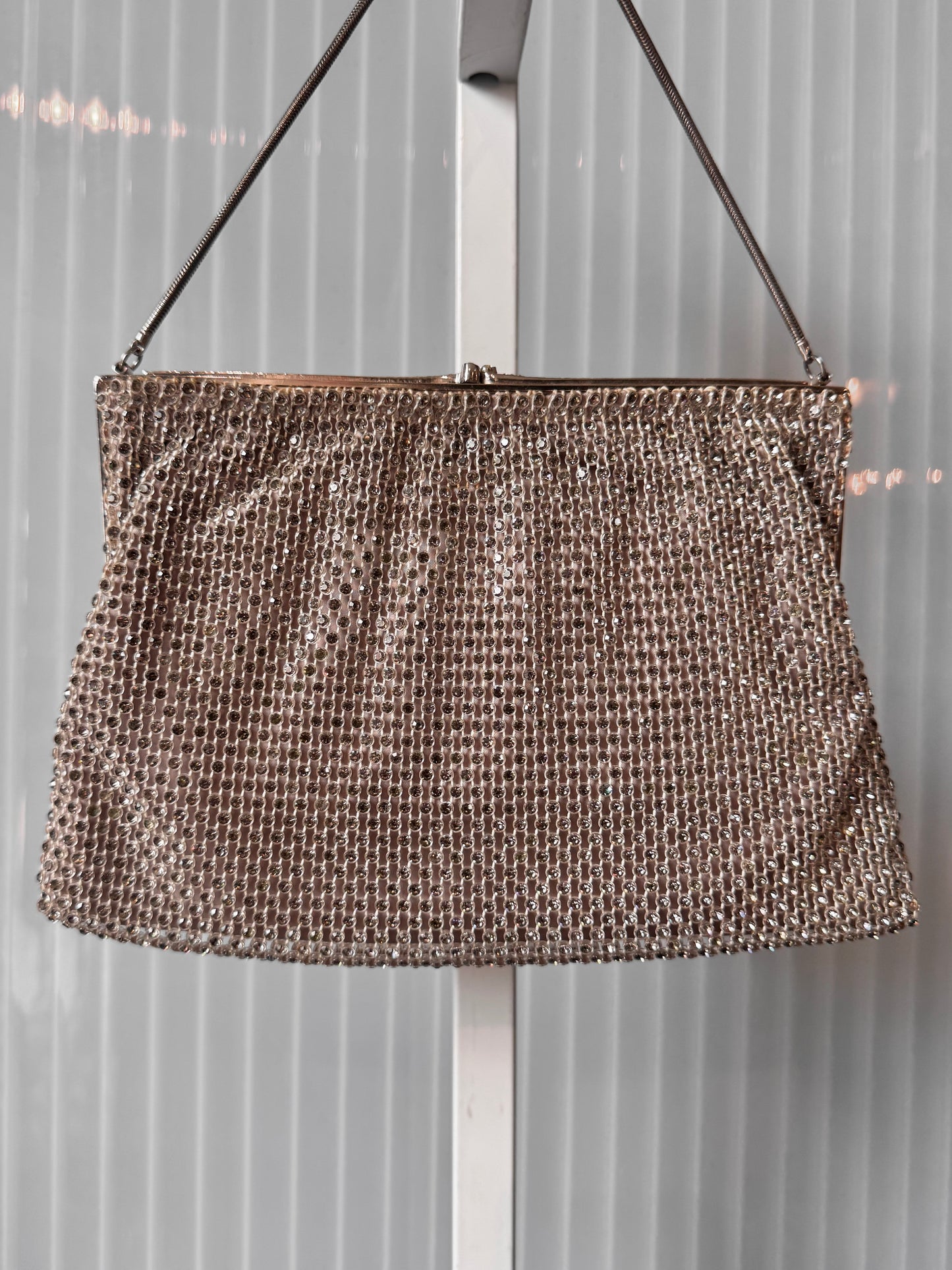 1980s Silver Rhinestone Mesh Purse