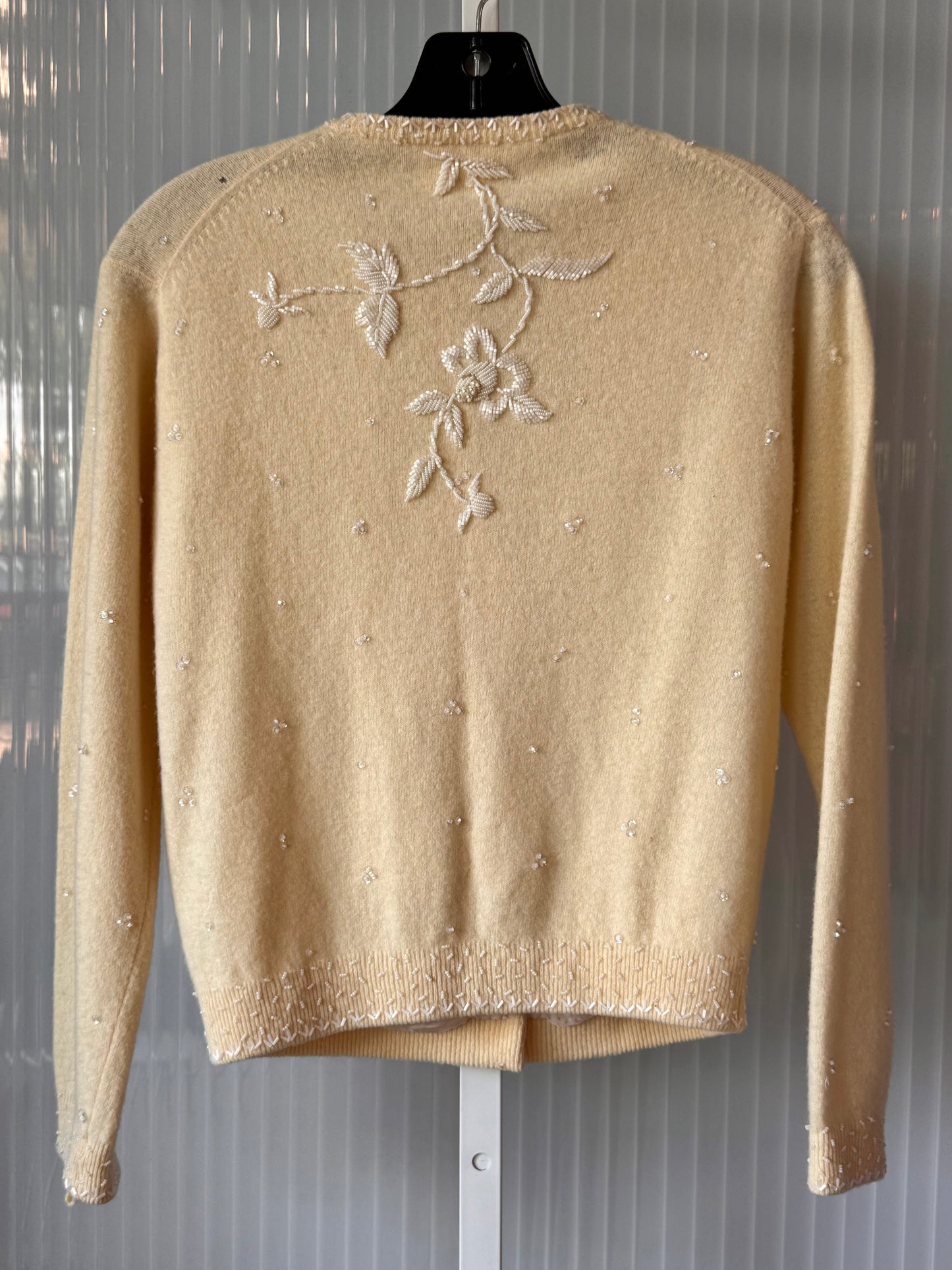 1950s Beaded Cream Sweater