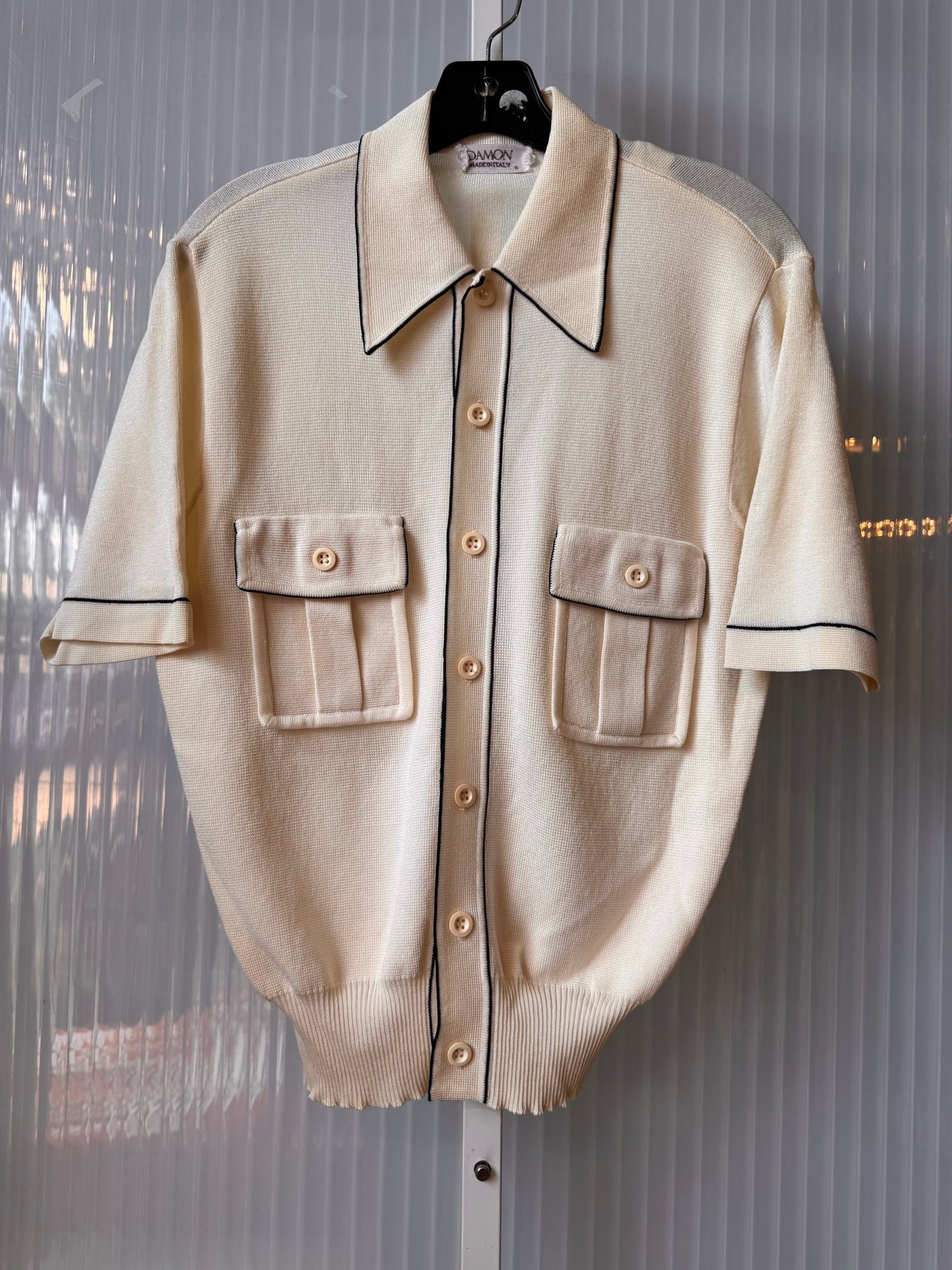 1970s White Point Collar Knit Shirt