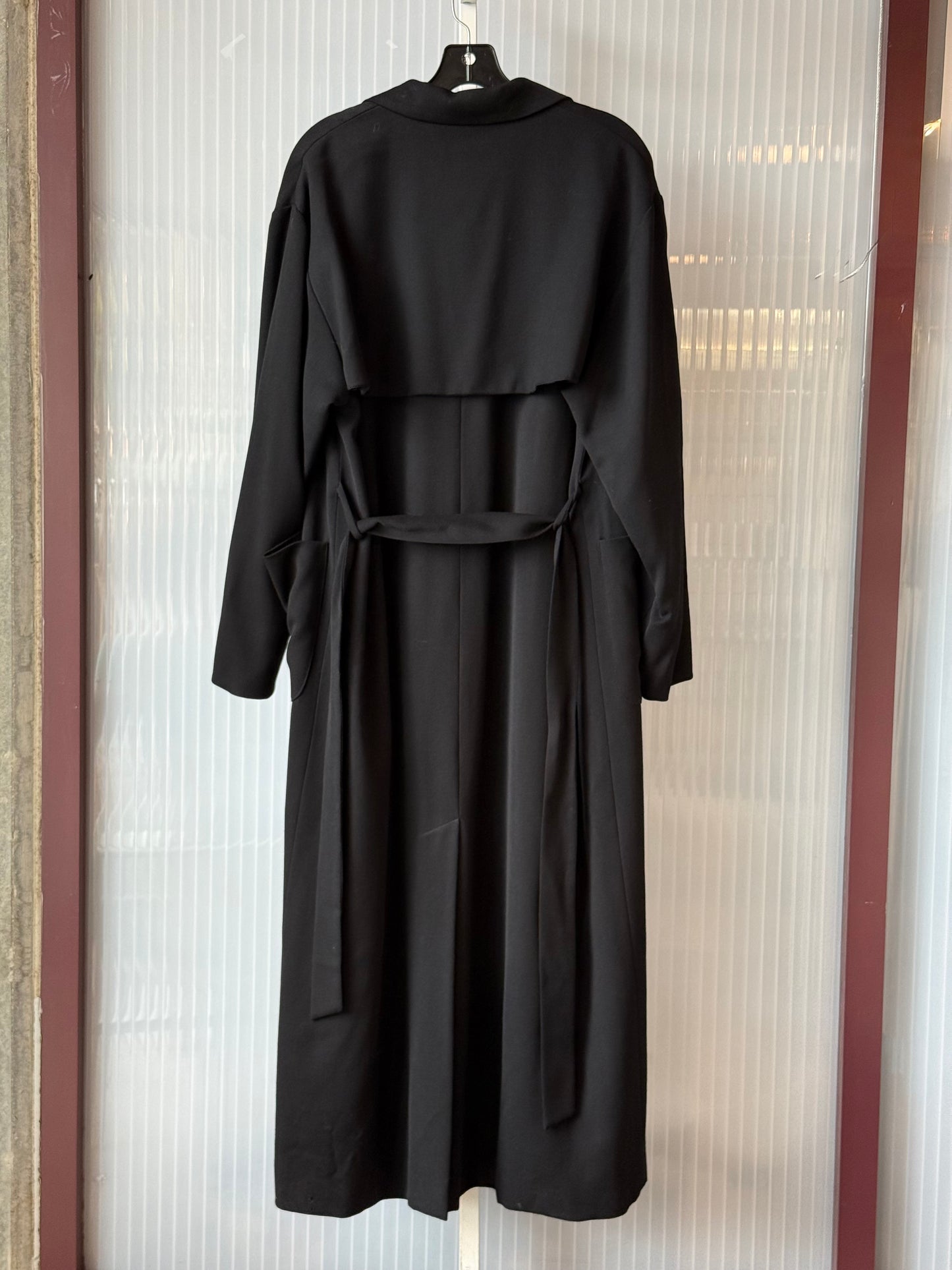 1980s/90s Black Full Length Open Wrap Trench Coat