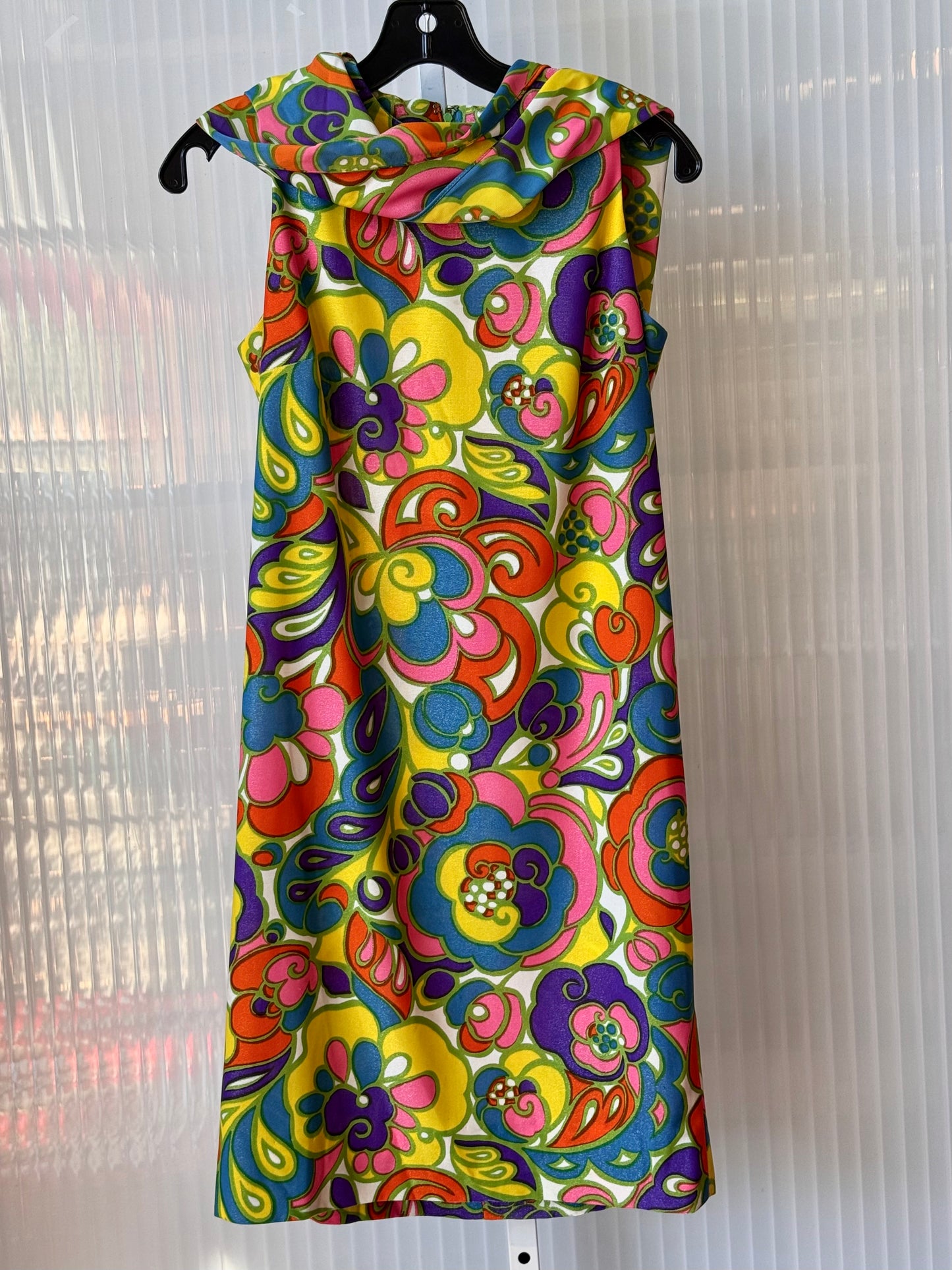 1960s Multicolor Mod Dress w/ Shoulder Sash