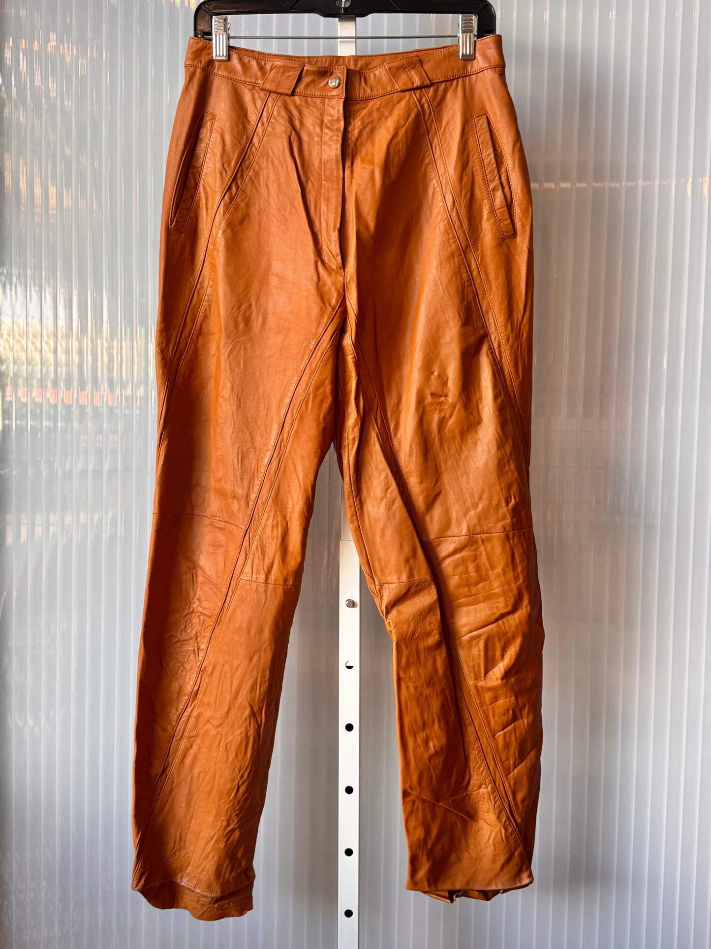 1980s Terracotta Brown Leather Pants