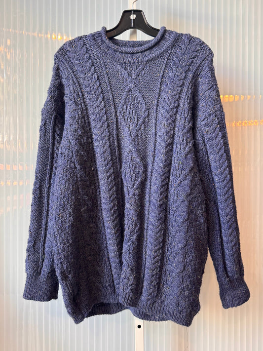 1970s Navy Blue Chunky Knit Sweater