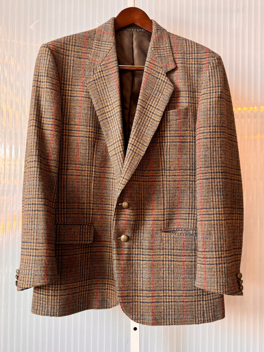 1970s Brown Glen-check Wool Blazer