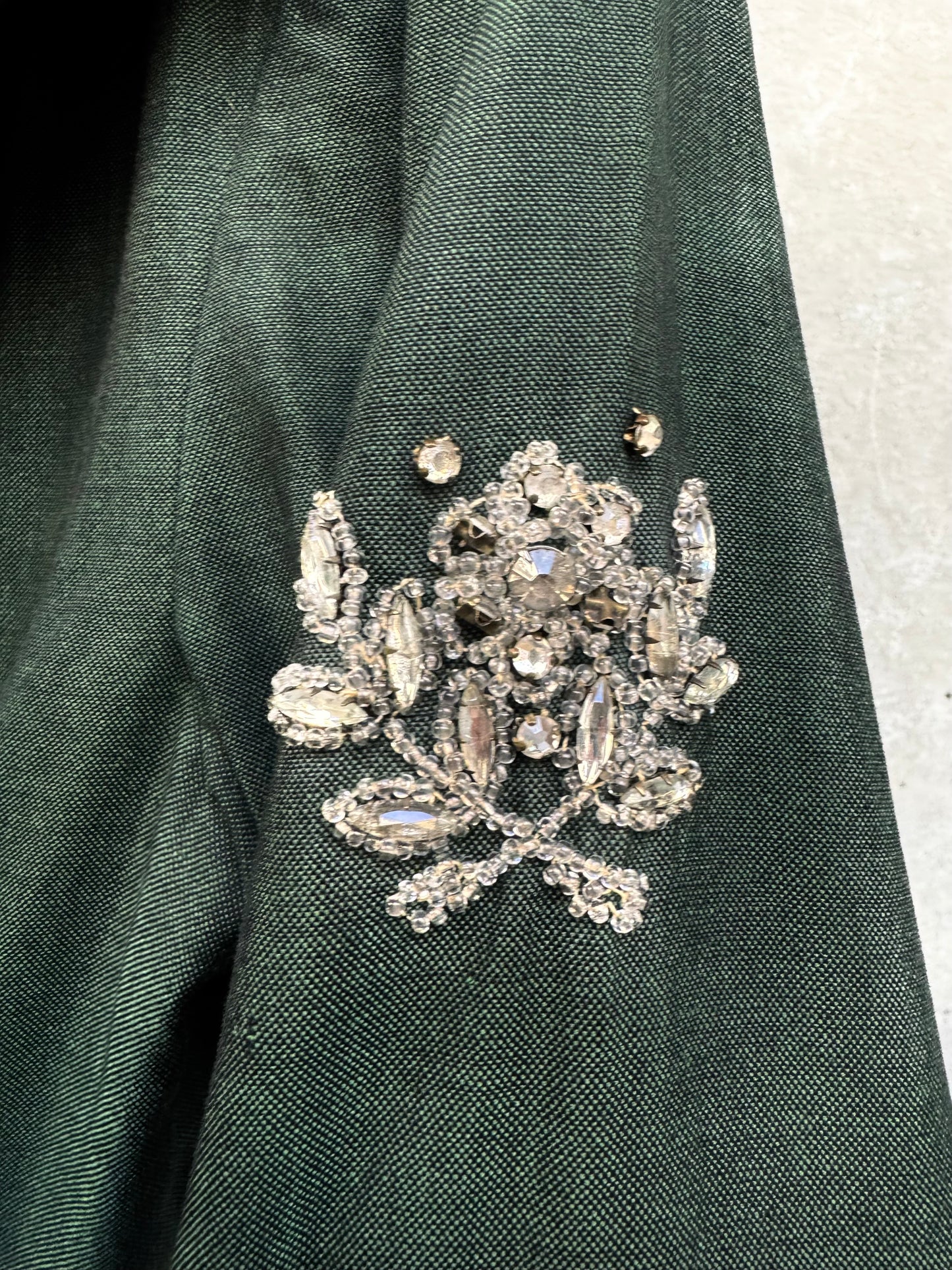 1940s Green Jacket with Embroidered Arm Detail