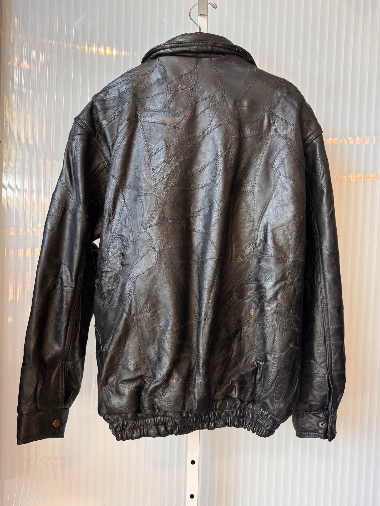 1990s Black Leather Zip Up Jacket