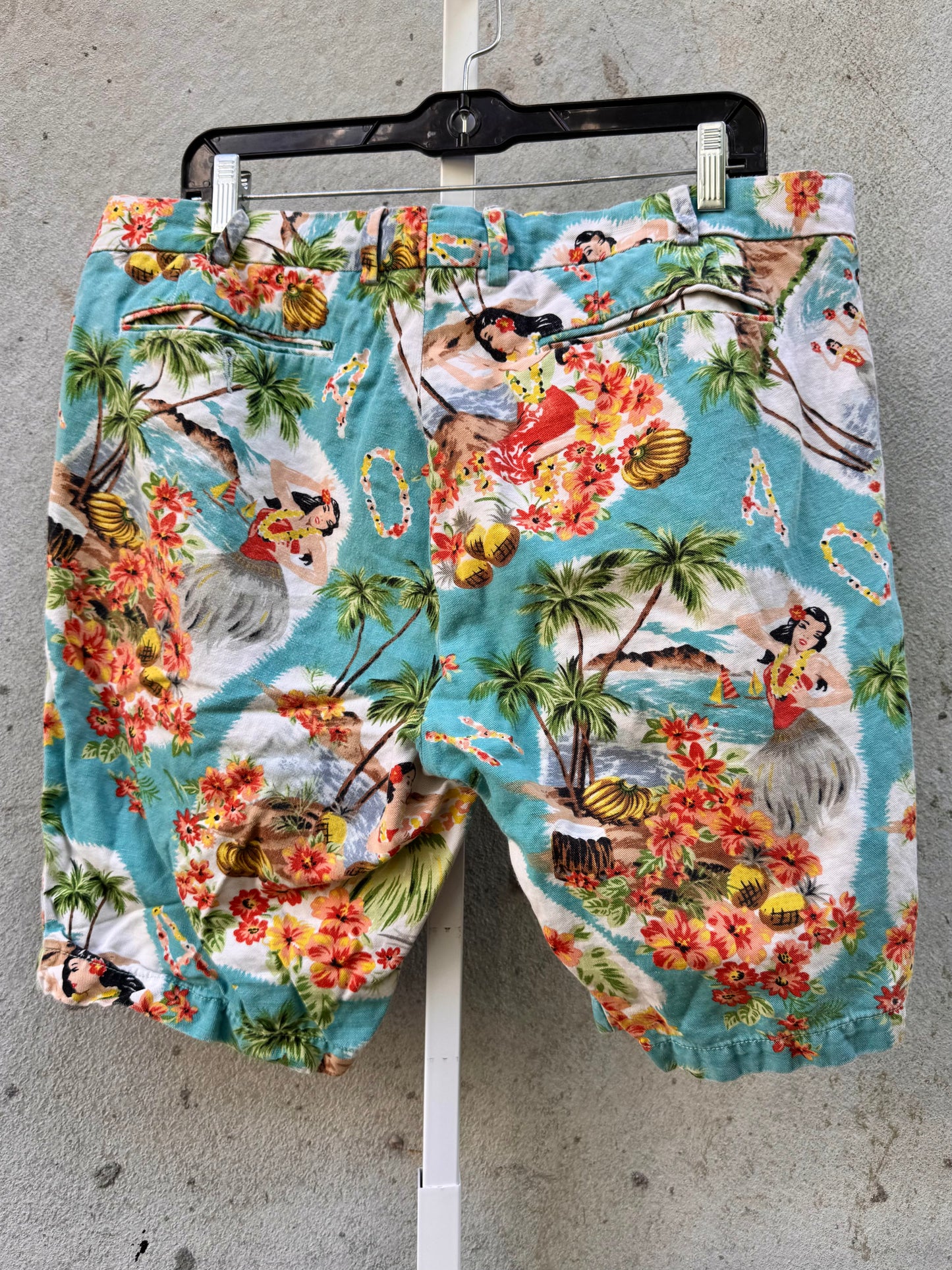 2000s Polo Ralph Lauren Blue Retro Hawaiian Shorts