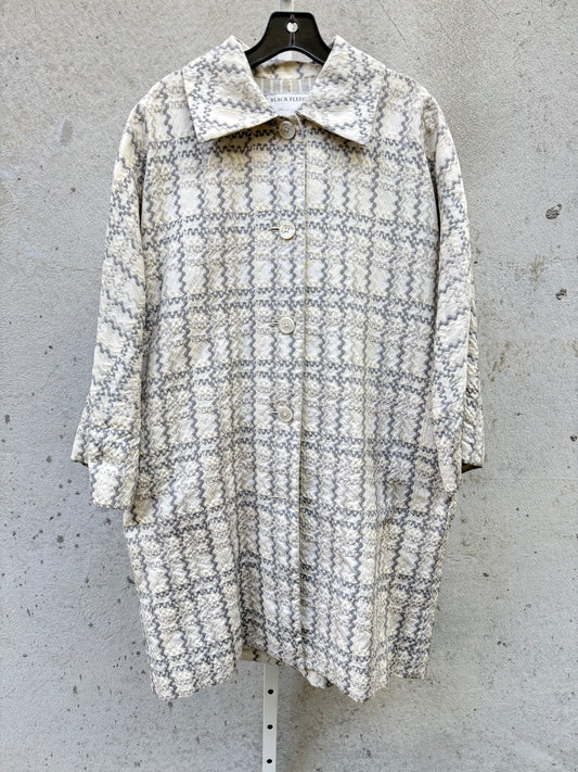 2000s Gray & White Squiggly Patterned Coat