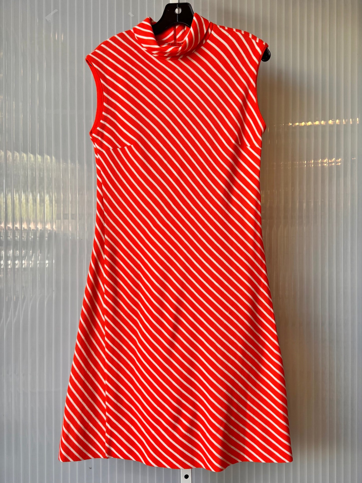 1960s Orange & White Striped Collared Shift Dress