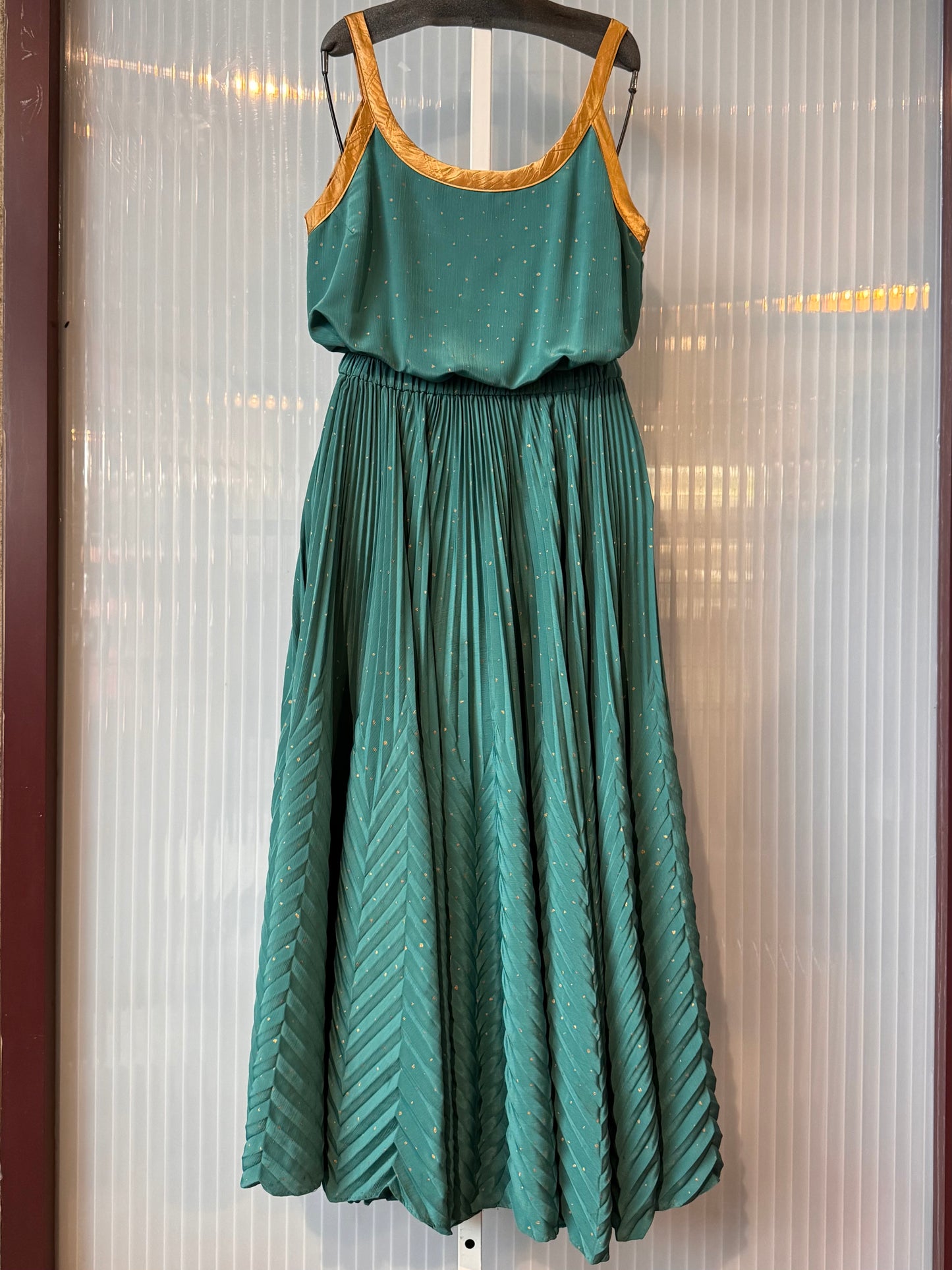 1980s Teal & Gold Bodysuit & Skirt Set