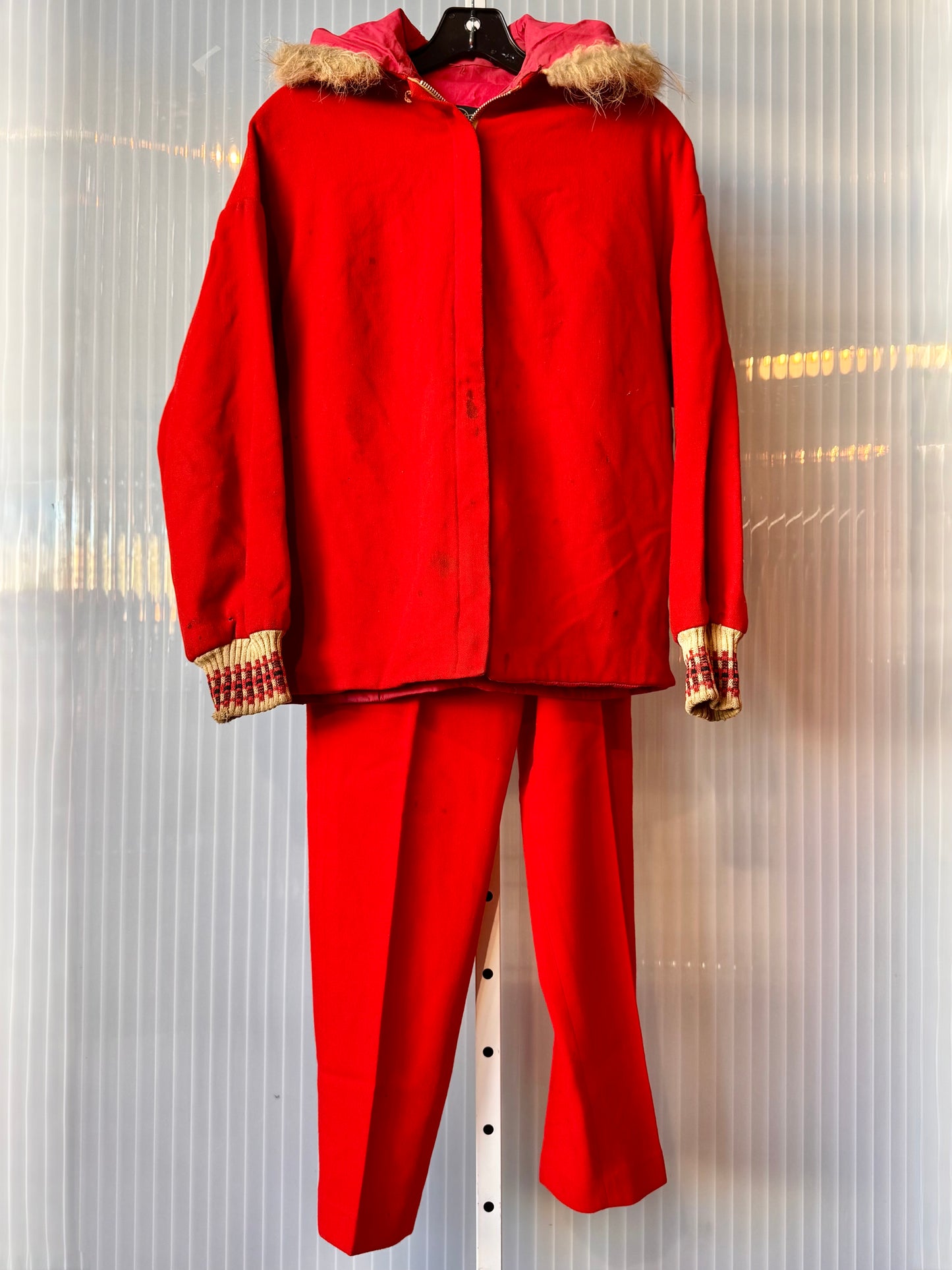 1960s Red Snow Suit Jacket & Pants Set